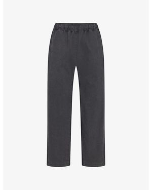 Skims Straight-Leg Elasticated-Waist Cotton-Blend Trousers - Blue