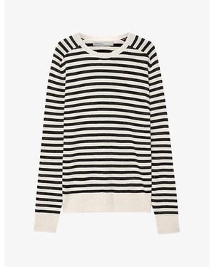 AllSaints Astrid Striped Metallic Wool-Blend Jumper - Black