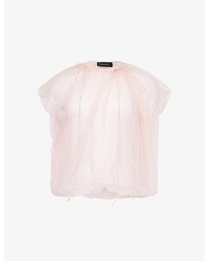 Simone Rocha Gathered Drawstring Sheer Mesh Top - Pink