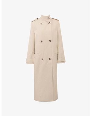 House Of Cb Sander Funnel-Neck Double-Breasted Woven Coat - Natural