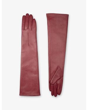 Dents Mia Long Leather Gloves - Red