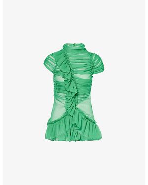 Dries Van Noten Chuchu Draped Silk Shirt - Green
