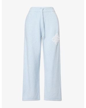 The Couture Club Fluffy Relaxed-Fit Knitted Jogging Bottoms - Blue