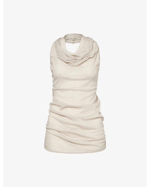 Rick Owens Sunburn Halter-Neck Cotton And Silk Top - Natural