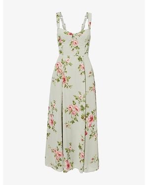 Reformation Lela Floral-Print Woven Midi Dress - Metallic