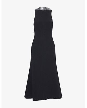 David Koma Crystal Sleeveless Stretch-Woven Midi Dress - Blue
