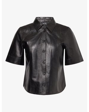 ME+EM Luxe Straight Leather Shirt - Black