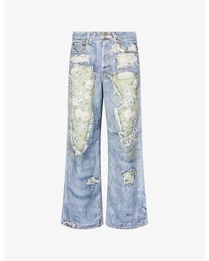 Acne Studios 1981 Rose-Print Denim Jeans - Blue