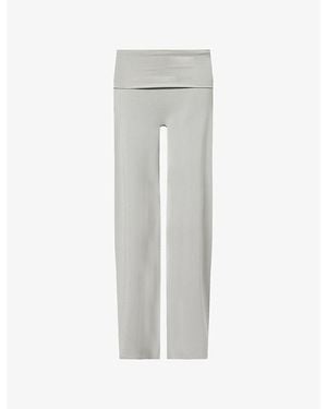 WE Are Tala Softset Fold-Waist Wide-Leg Stretch Trousers - Grey