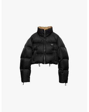 Prada Re-Nylon Hooded Cropped Down Jacket - Black