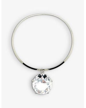JENNIFER GIBSON JEWELLERY Pre-Loved Crystal-Embellished Rhodium-Plated Metal Necklace - Metallic