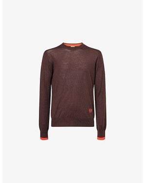 Loewe Anagram Crewneck Wool Jumper - Brown