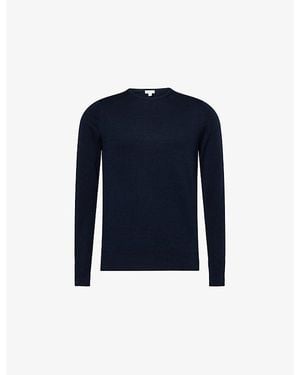 Sunspel Crewneck Regular-Fit Merino-Wool Jumper - Blue