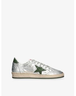 Golden Goose Ball Star Metallic-Leather And Metallic-Nylon Low-Top Trainers - White