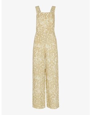 Whistles Tropical-Print Wide-Leg Woven Jumpsuit - Metallic