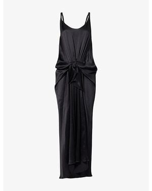 JW Anderson Waist-Knot Crinkled Silk Midi Dress - Black