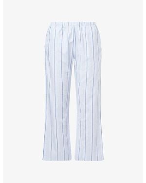 Hanro Loungy Nights Striped Cotton-Poplin Pyjama Bottoms - Blue