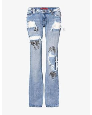 Jaded London Tori Distressed Denim Jeans - Blue