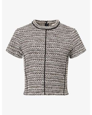 ME+EM Soft-Tweed Cotton-Blend Top - Gray
