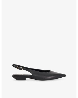 Dune Hostess Leather Heeled Sling-Back Courts - Black