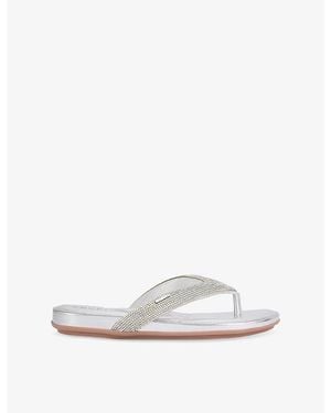 Carvela Kurt Geiger Riviera Jewel Embellished Woven Sandals - White