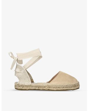Manebí Hamptons Contrast-Stitch Suede Espadrilles - Natural