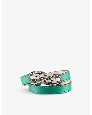 BVLGARI Serpenti Forever Wrap-Around Leather And Enamel Bracelet - Green