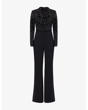 Nadine Merabi Eleanor Floral Velvet Jumpsuit - Black