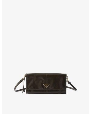 Prada Triangle-Logo Leather Pouch - Black