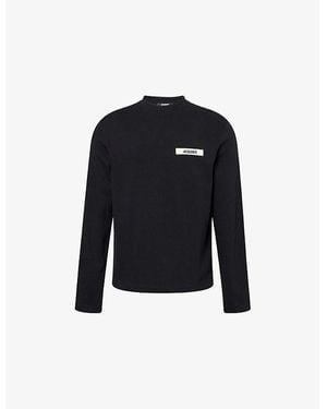 Jacquemus Gros Grain Long-Sleeves Cotton-Jersey T-Shirt - Black