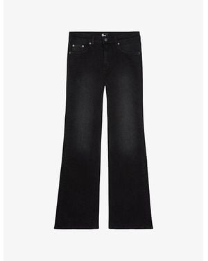 The Kooples Regular-Fit Flared-Leg High-Rise Stretch-Denim Jeans - Black