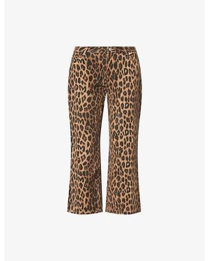 Damson Madder Kenny Leopard Cotton Twill Pants - Brown