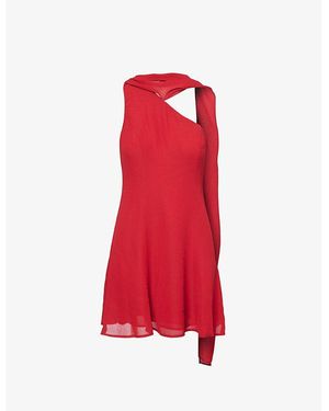 Reformation Rossi One-Shoulder Woven Mini Dress - Red