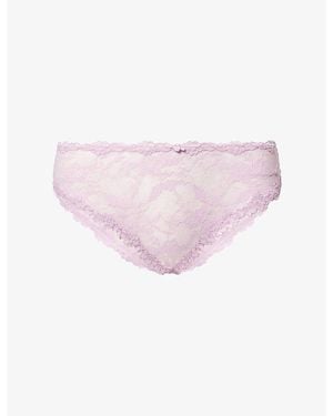 Skims Sheer Floral Stretch-Lace Briefs - Pink