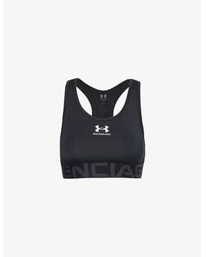 Balenciaga X Under Armour Branded-Underband Stretch-Woven Sports Bra - Black