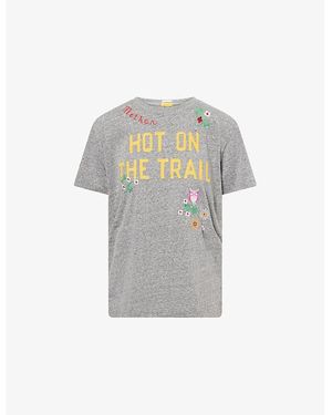 Mother The Rowdy Embroidered Woven T-Shirt - Gray