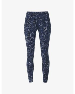 Sweaty Betty Power 7/8 Workout Abstract-Pattern Stretch-Jersey Leggings - Blue