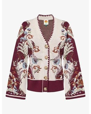 FARM Rio Millena Wool-Blend Cardigan - Red