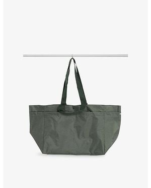 Hay Grid Medium Weekend Woven Tote Bag - Green