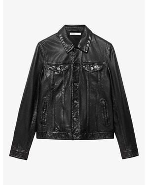AllSaints Chaiyo Leather Trucker Jacket - Black