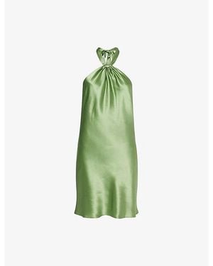 Reformation Opaline Halter-Neck Silk Mini Dress - Green
