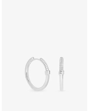 Astrid & Miyu Pavé Knot 925 Sterling Hoop Earrings - White