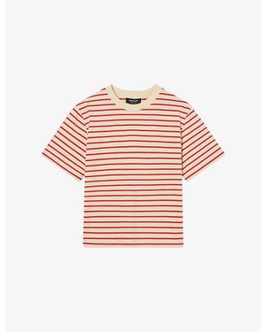 Whistles Striped Short-Sleeve Cotton T-Shirt - Pink