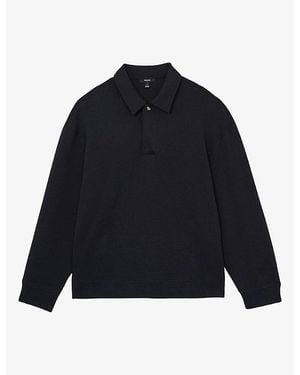 Reiss Brooks Relaxed-Fit Cotton-Blend Polo Sweatshirt - Blue