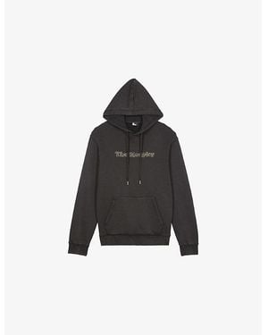 The Kooples Brand-Print Cotton-Jersey Hoody - Black