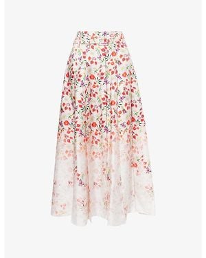 Gabriela Hearst Dugald Floral Pleated Silk Midi Skirt - Pink