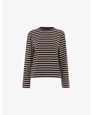 Whistles Striped Long-Sleeved Cotton-Jersey Top - Black