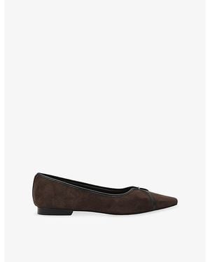 Reiss Evelyn Suede Ballet Flats - Black