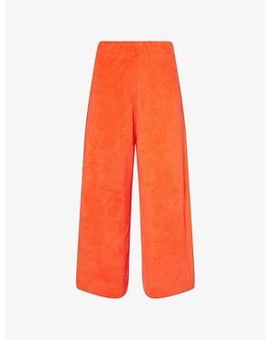 ME+EM Towelling Wide-Leg Crop Cotton-Blend Trousers - Orange