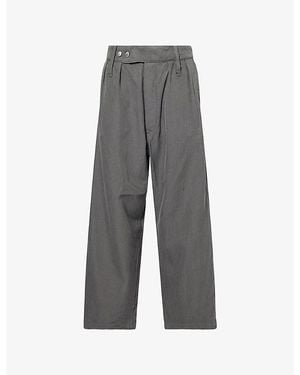 A.PRESSE Wide-Leg Pleated Cotton-And-Silk Trousers - Grey